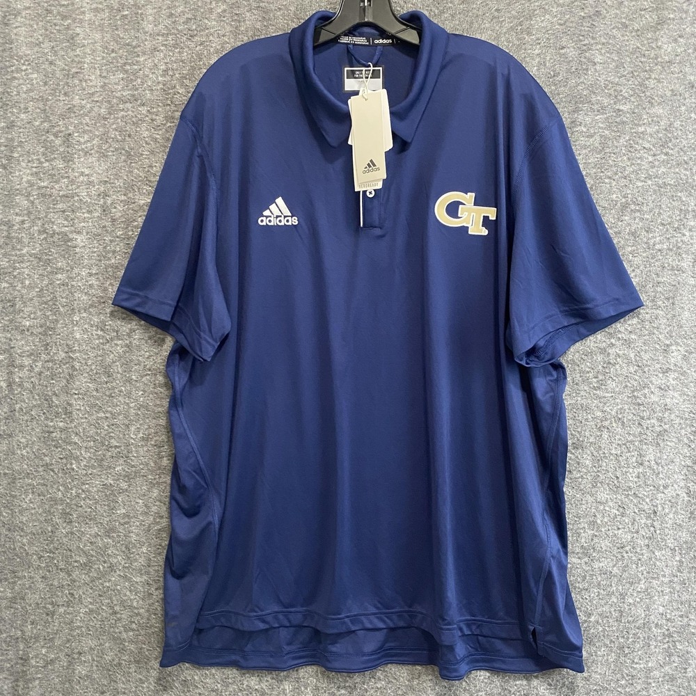 Georgia Tech Yellow Jackets Polo Shirt Mens‎ 3XL Blue Adidas Team Issue NCAA NWT